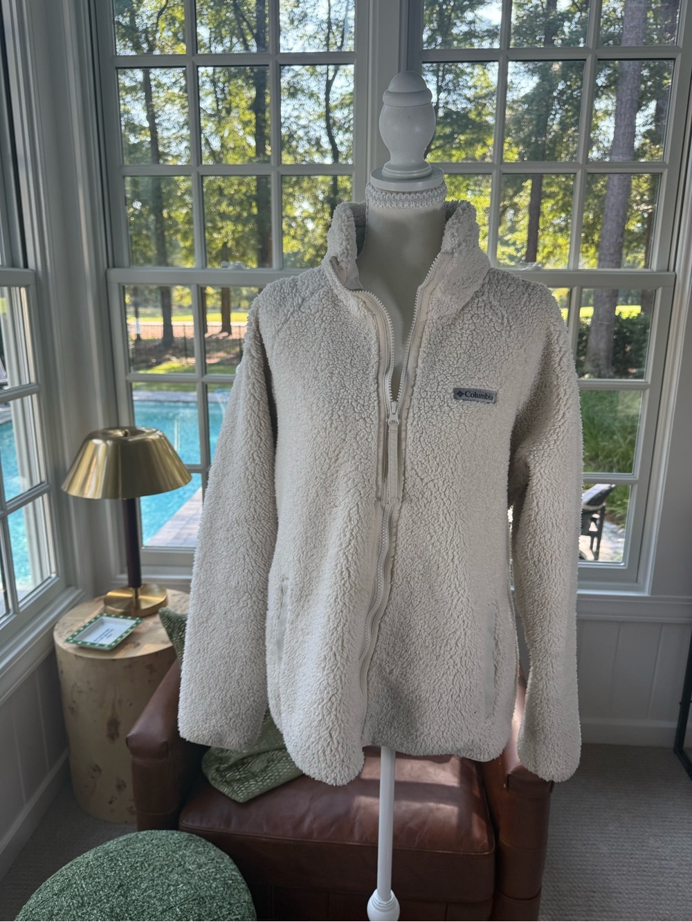 Columbia Cream Sherpa Zip-Up Jacket